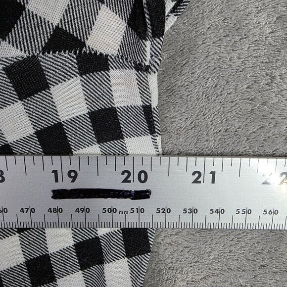 Womens Signature Studio Black & White Gingham Off-Shoulder Top Short Sleeve L - Picture 5 of 7